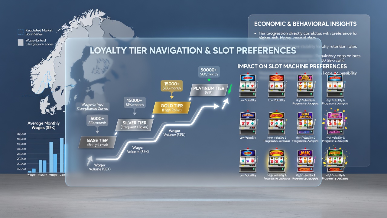 Chart displaying average session times and slot category preferences across different loyalty tiers in Scandinavia